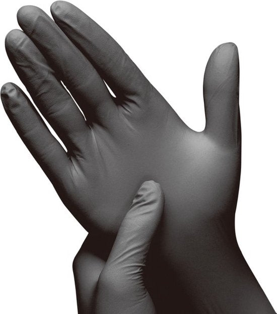 Hynex Gants Jetables Nitril 100 pièces Sans Poudre Noir S